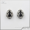 Europe style vintage silver jewellery gemstone black charm earrings for women